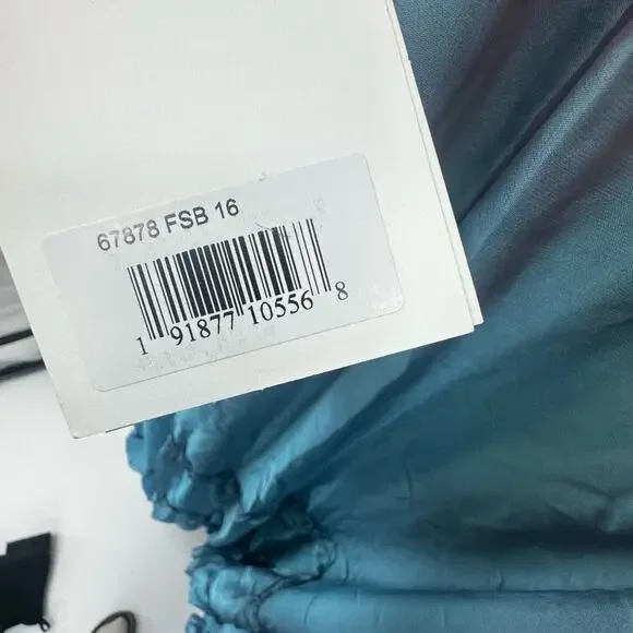 Mac Duggal One-Shoulder Tiered Chiffon Gown Fusion Blue Size 16 NWT